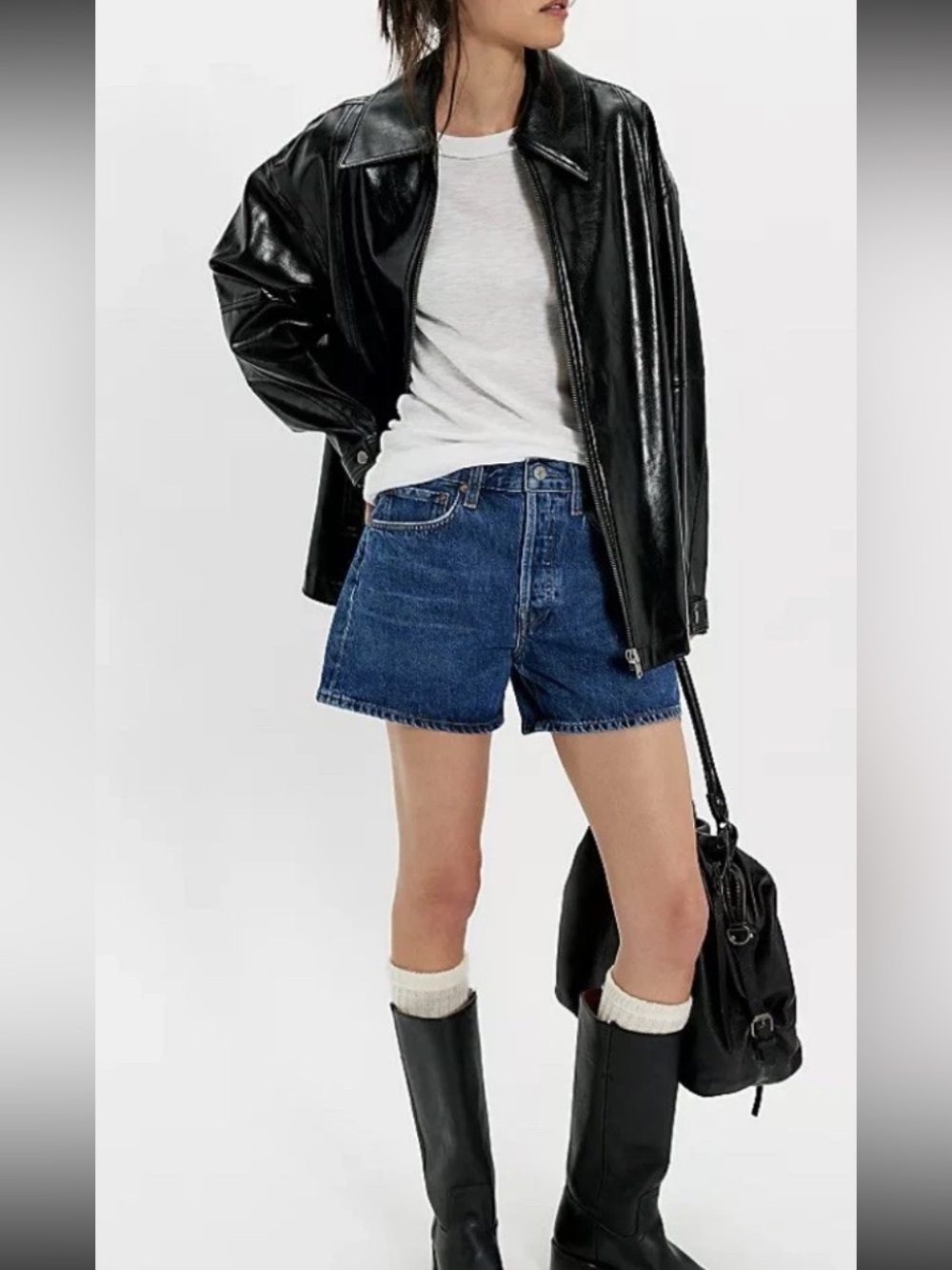 NWT! AGOLDE Parker Long Denim Jean Shorts Sz 27 Enamour Wash 4” Inseam Loose Fit - Picture 4 of 15